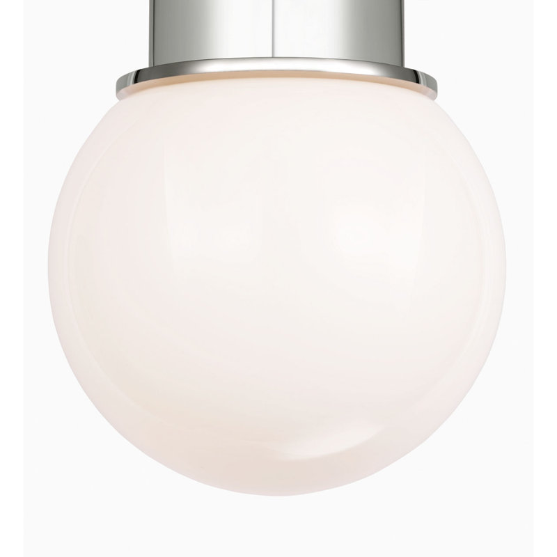 Callan Flush Mount with White Glass Dome, 11" H x 9" W x 9" D, Polished Nickel