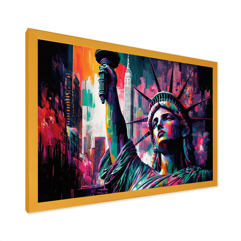 «New York Lady Liberty III», reproduction sur toile, H 30 po x l 40 po x P 1,5 po, Impression dorée sur toile encadrée