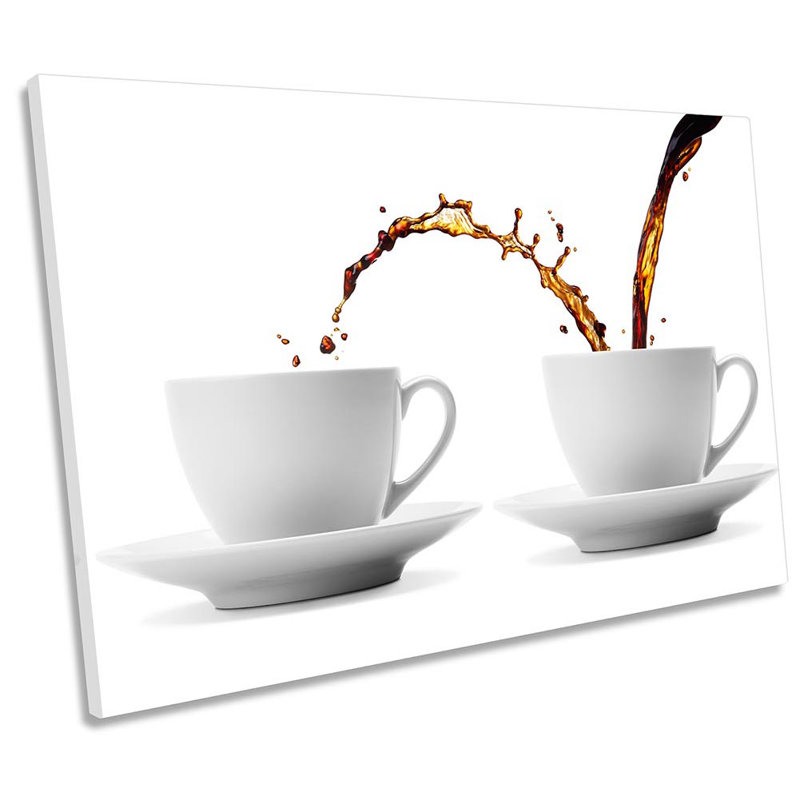 Coffee Kitchen Cup Jump - Wrapped Canvas Print, 30.5cm H x 45.7cm W x 2cm D