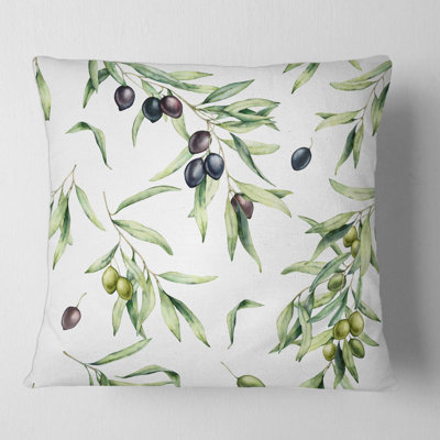 Olive Branches and Leaves Square Pillow Cover & Insert