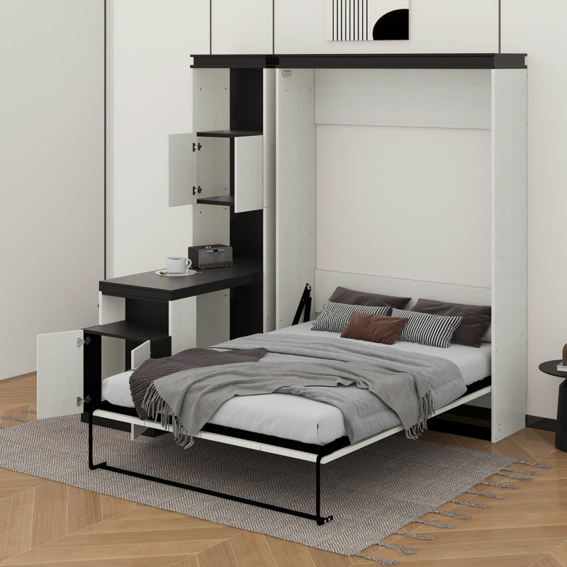 Lit escamotable double avec bureau et armoires