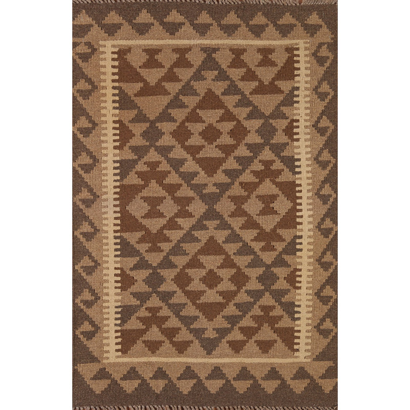 Tapis brun en laine réversible Kilim 3 x 4