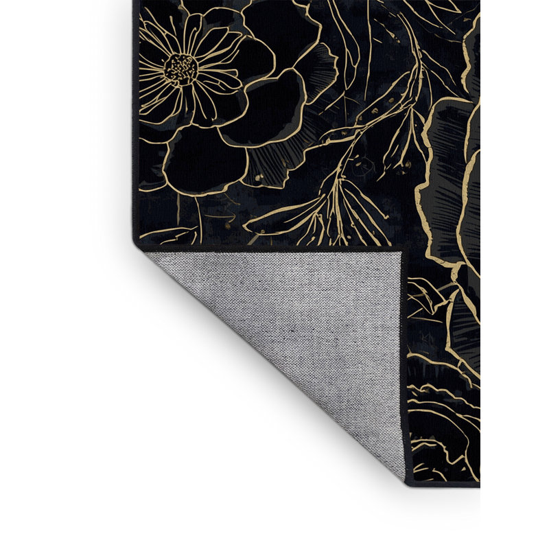 Tapis floral gris lavable à la machine Ottwell, 4 x 2