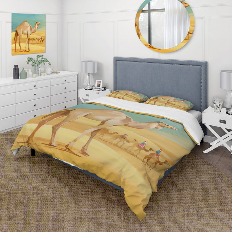 Camels In Desert - Ensemble de housse de couette Farmhouse - Microfibre de polyester