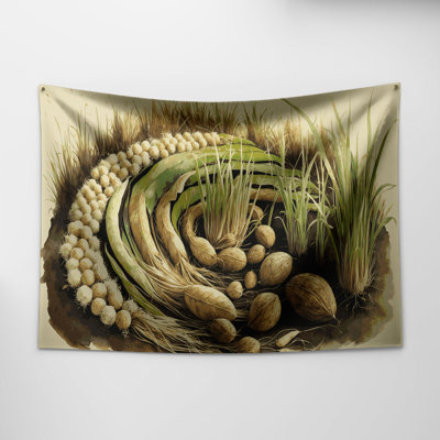 Tapisserie murale légumes tigre et noix