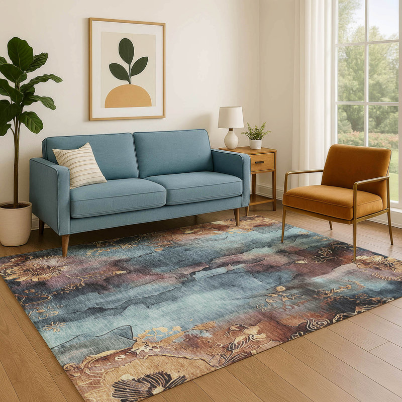 Premium Machine Washable Crestover AMF1869 Floral Rug, Rectangle 10' x 14'