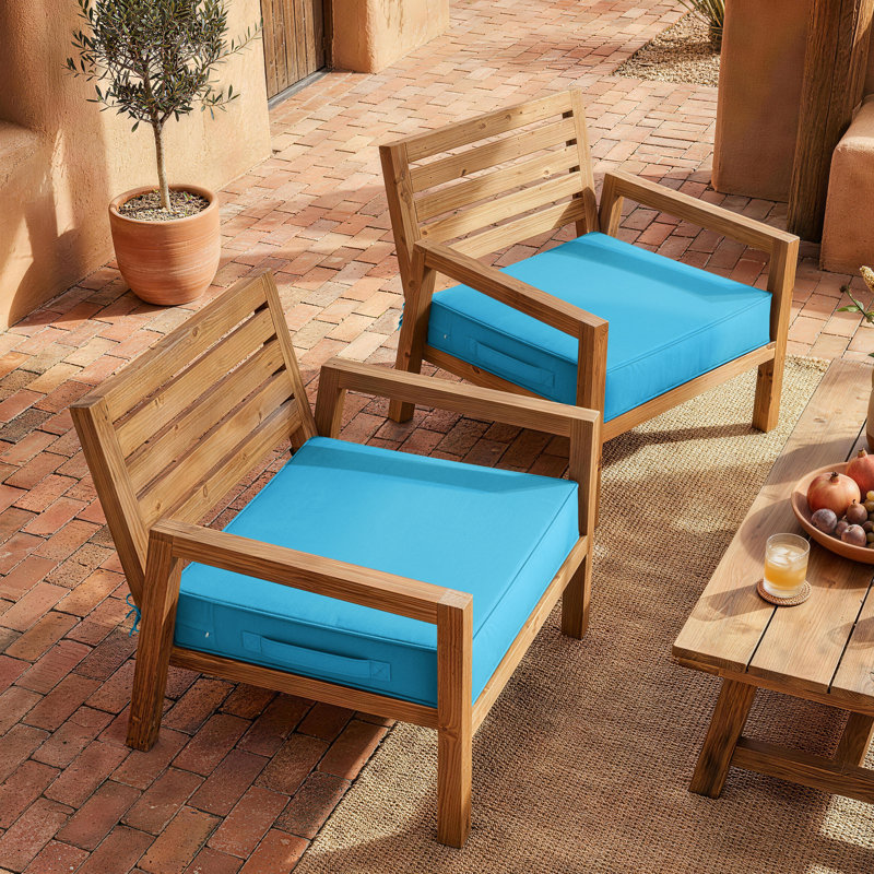 Coussins de chaise d'extérieur et coussins de siège Wynee, Ensemble de 2, Bleu lac