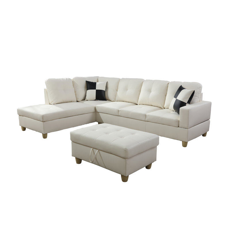 Faux Leather L-Shaped Sectional Left Hand Facing