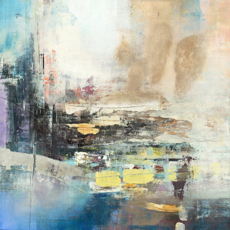 Awaken I Large Abstract Canvas Wall Art in Blues and Neutrals