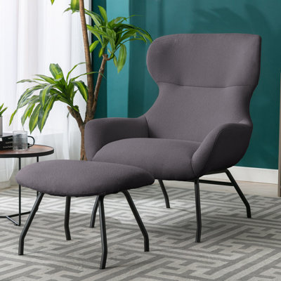 Fauteuil d'appoint à oreilles avec repose-pieds Cathalina