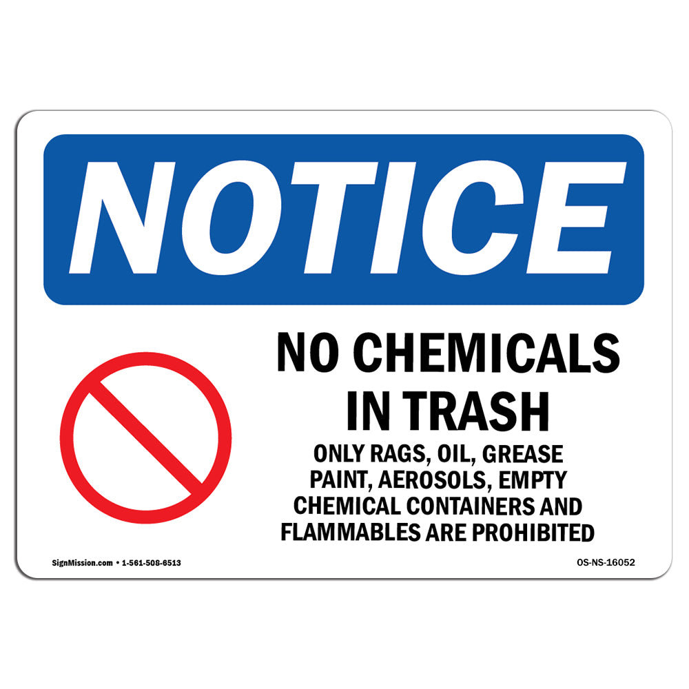 SignMission Notice - No Chemicals in Trash Sign with Symbol | Wayfair, image size:1000x1000