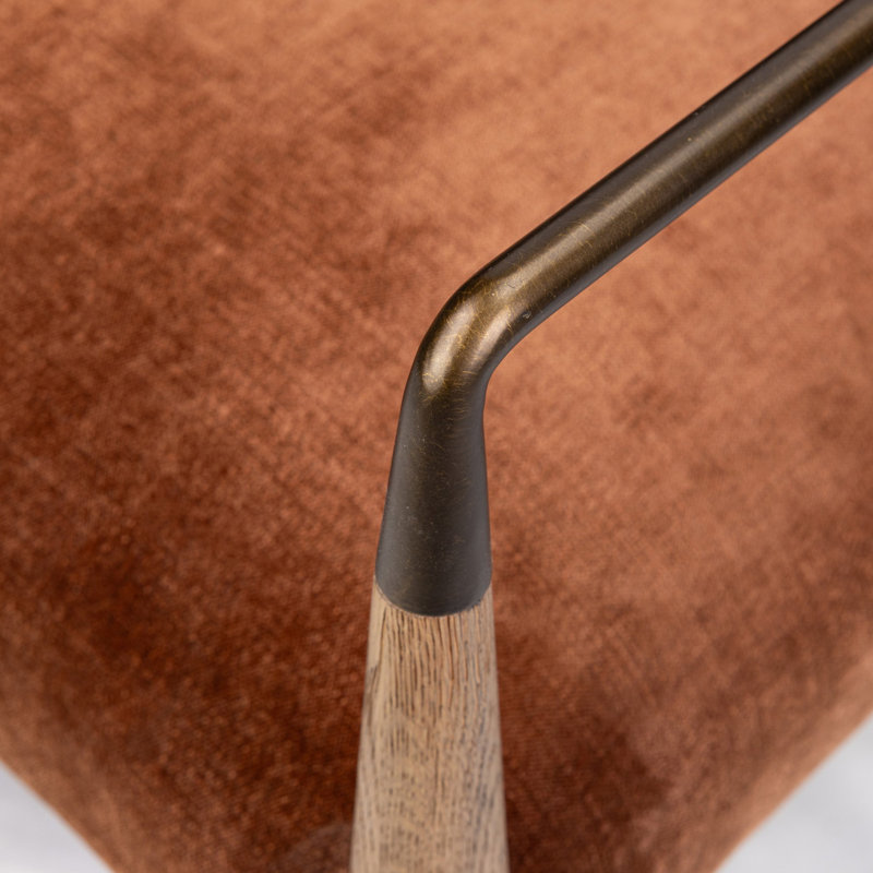 Waldon Stool, Counter Stool (27.68" Seat Height), Altair Sienna/Polyester, Drifted Oak/Brushed Brass