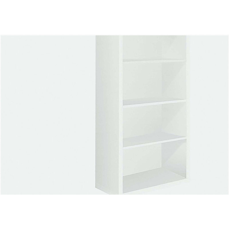 Étagère à 5 niveaux avec tablettes réglables et finition aspect bois pour le bureau ou la chambre à coucher, Blanc