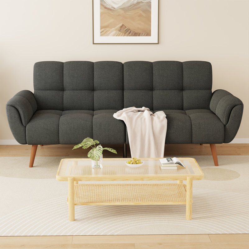 Futon canapé convertible en lin NECWOEM, Gris foncé