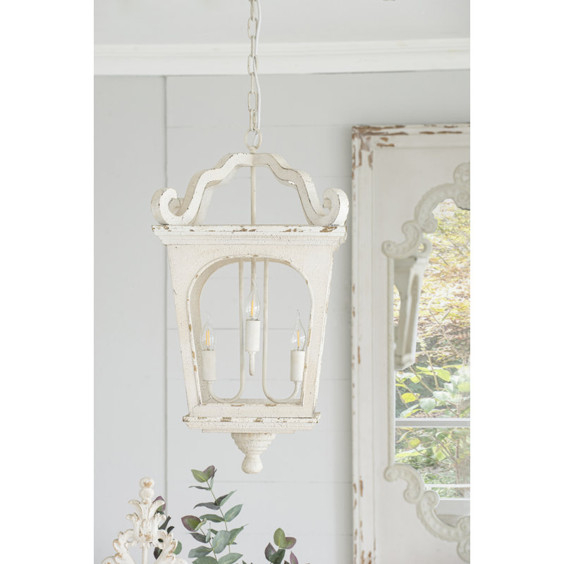 Ladwig 4 - Light Wood Dimmable Lantern Geometric Chandelier