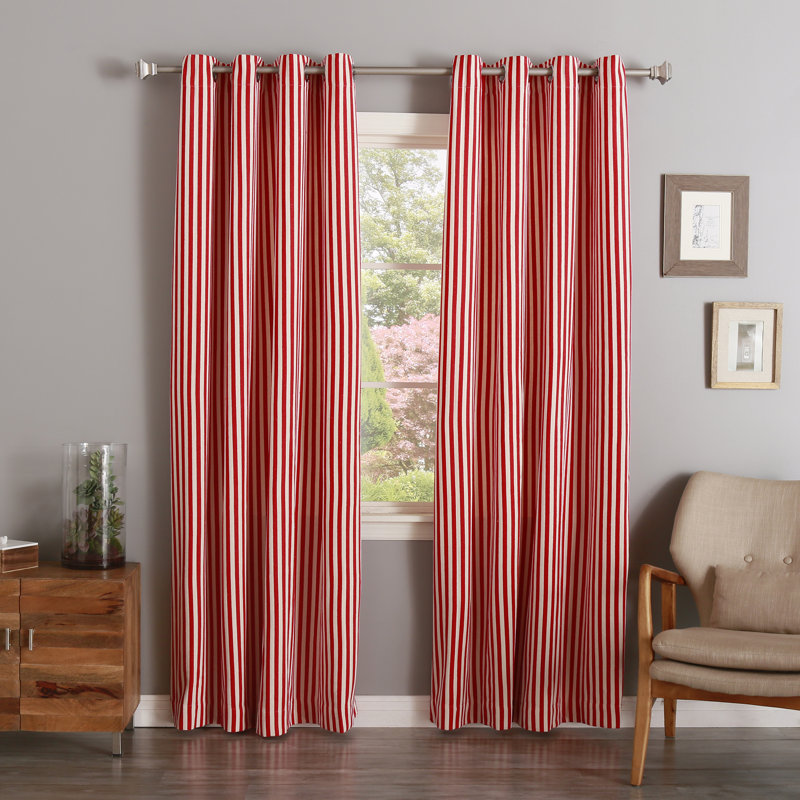 Rideaux semi-transparents à rayures avec œillets deason, Rouge, l 52 po x L 84 po