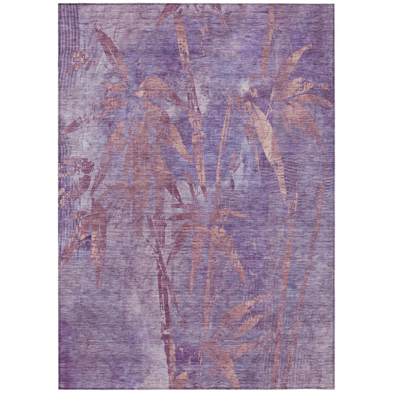 Machine Washable Indoor/Outdoor Lafferty ACN2222 Botanical Rug, Rectangle 5' x 7'6"