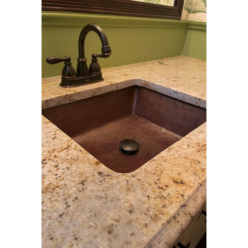 19" Rectangle Under Counter Hammered Copper Bathroom Sink, Oil Rubbed Bronze