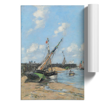 Maree Jetty by Eugene Boudin - No Frame Painting