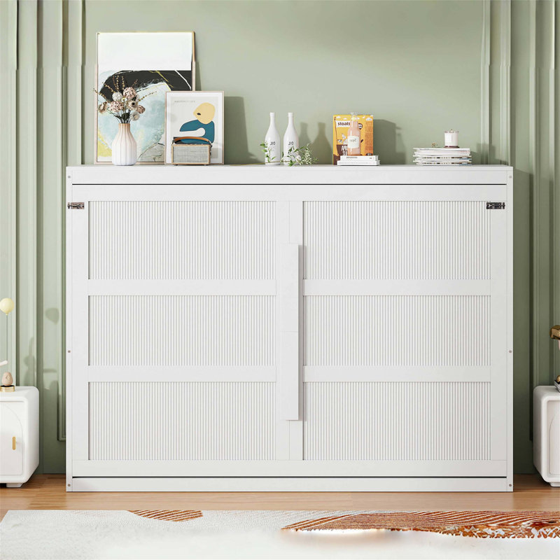 Grand lit escamotable avec lumières DEL, conception moderne peu encombrante pour le confort et l'élégance dans les petites pièces