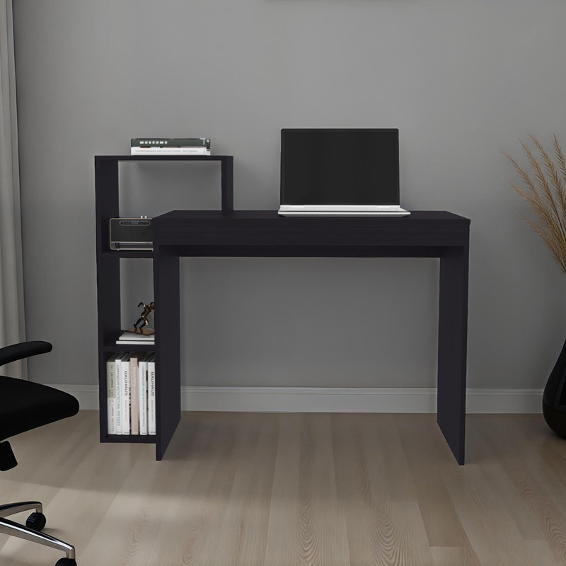 Large bureau d'écriture classique avec 4 tablettes ouvertes latérales pour une bibliothèque et un plan de travail simple, bureau d'ordinateur de bureau à domicile moderne