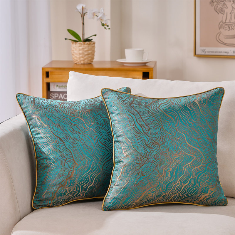 Jeté abstrait , Polyester/ bourre en polyester, Vert, 20 po x 20 po