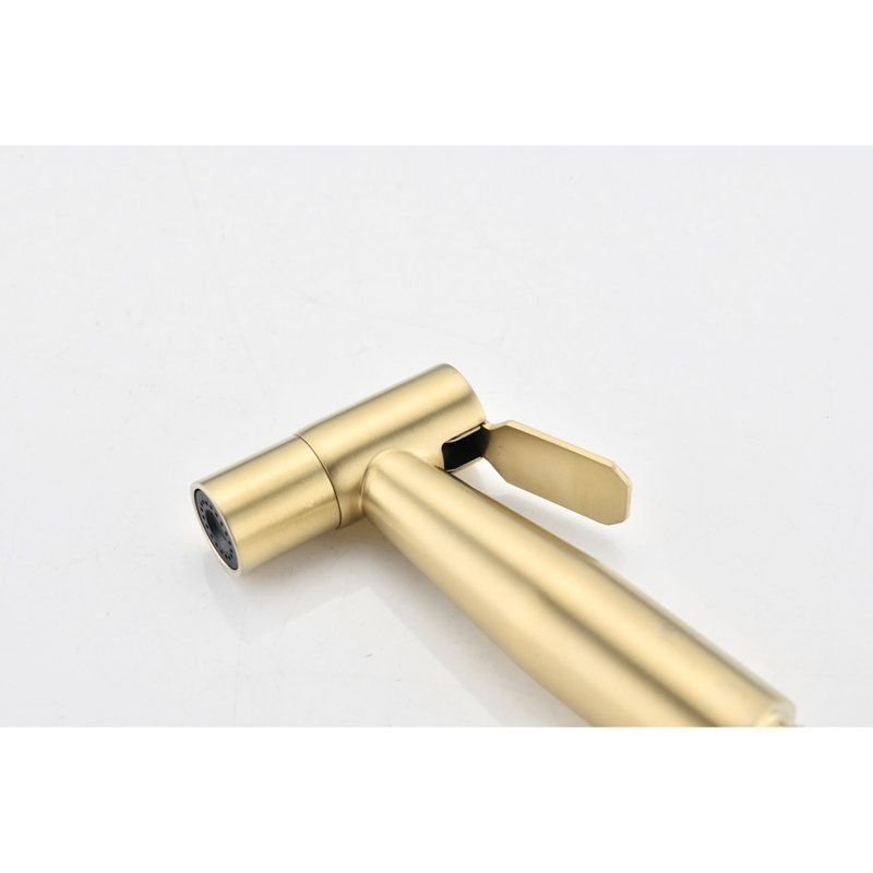 Handheld Cloth Diaper & Bathroom Bidet - Brushed Gold Metal, Hygienic Spray Accessory, Adjustable , Rust- Finish Toilet Wash Option, Jet Intensity, Corrosion Body