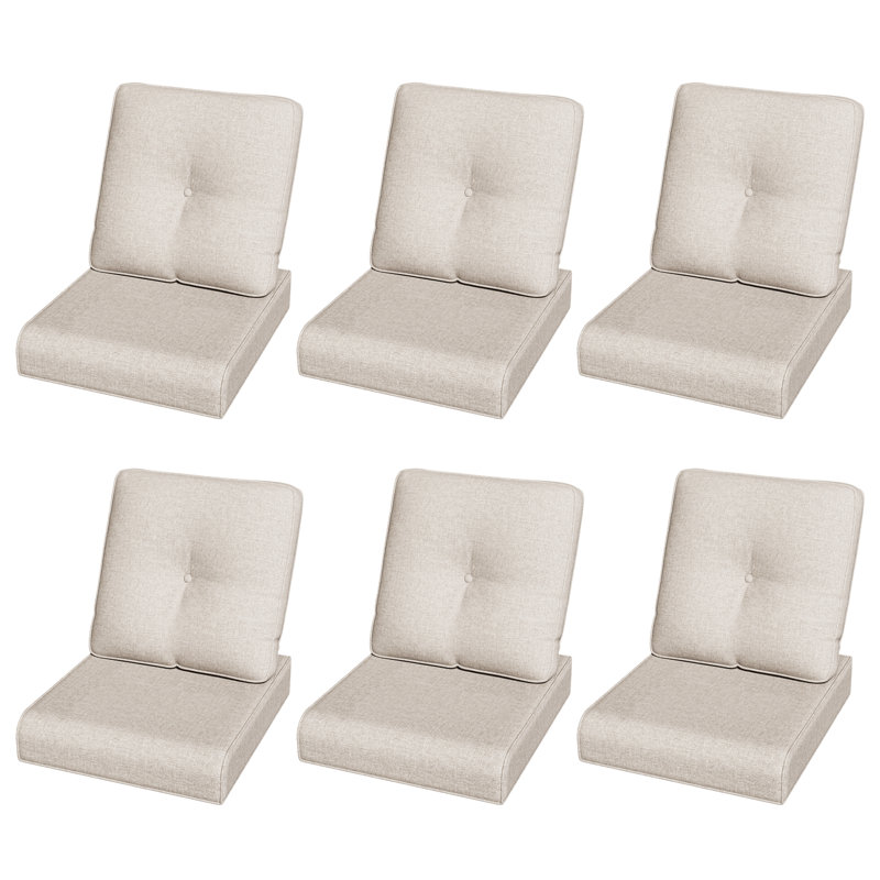 Outdoor Deep Seat Cushion Set - Comfortable,Weather-Resistant,Fade-Resistant Olefin Fabric, Beige, 6