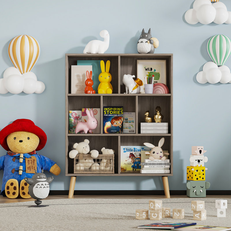 Adisyn No Subject Bookcase, Stone Gray, 42.5" H x 39.4" W x 9.4" D