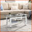 Table basse rectangulaire argentée avec pieds en miroir pour le salon, rangement à 2 niveaux Facile à nettoyer