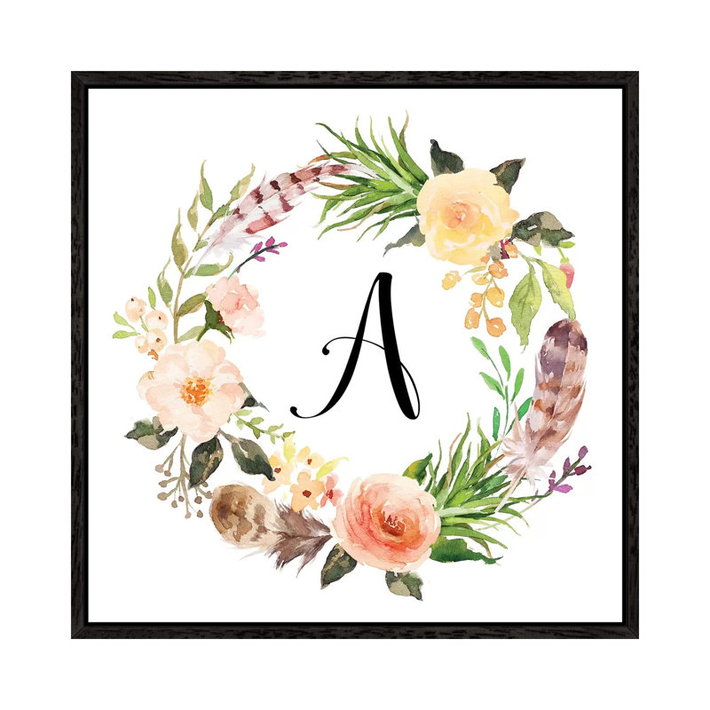 A (Initial) - Painting on Canvas, Black Framed, 93.98cm H x 93.98cm W x 3.81cm D