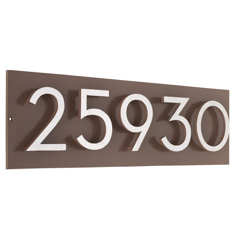Plaque d'adresse horizontale flottante 4 po (5 chiffres), Sable, Nickel satiné deux tons
