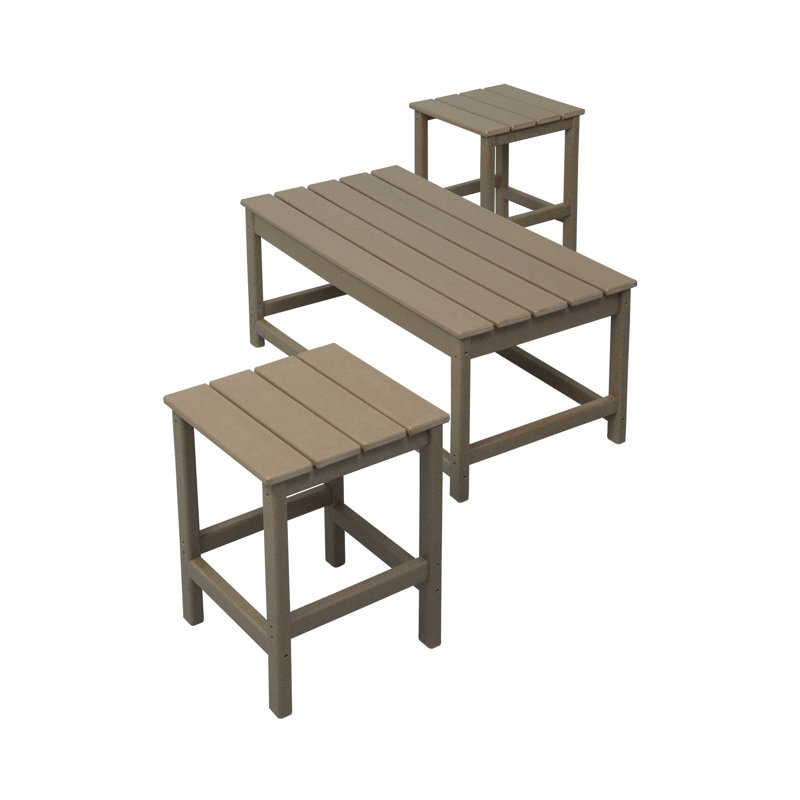 Laguna 3-Piece Patio Table Set, Weathered Wood