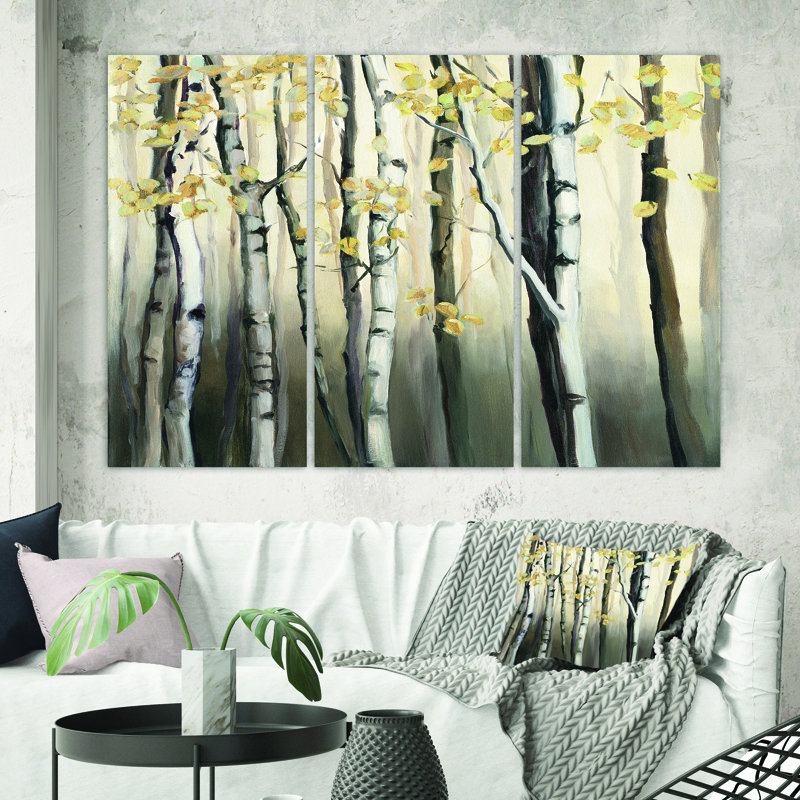Cabine & introduction’golden bouleau forest iv', reproduction d’image multi-pièces sur toile, H 40 po x l 60 po x P 1 po