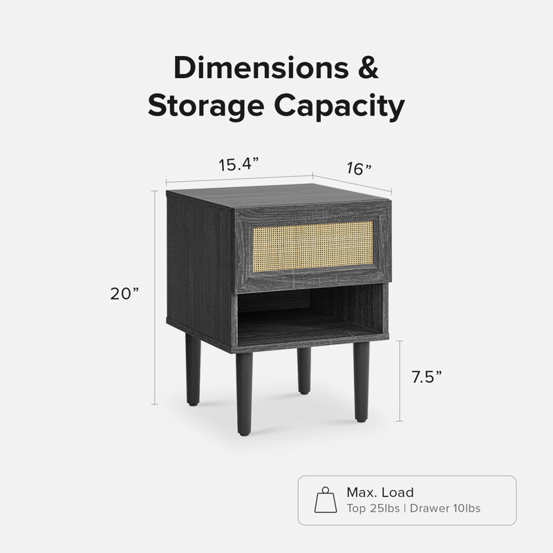 Gilus Nesting Tables with Storage, Black
