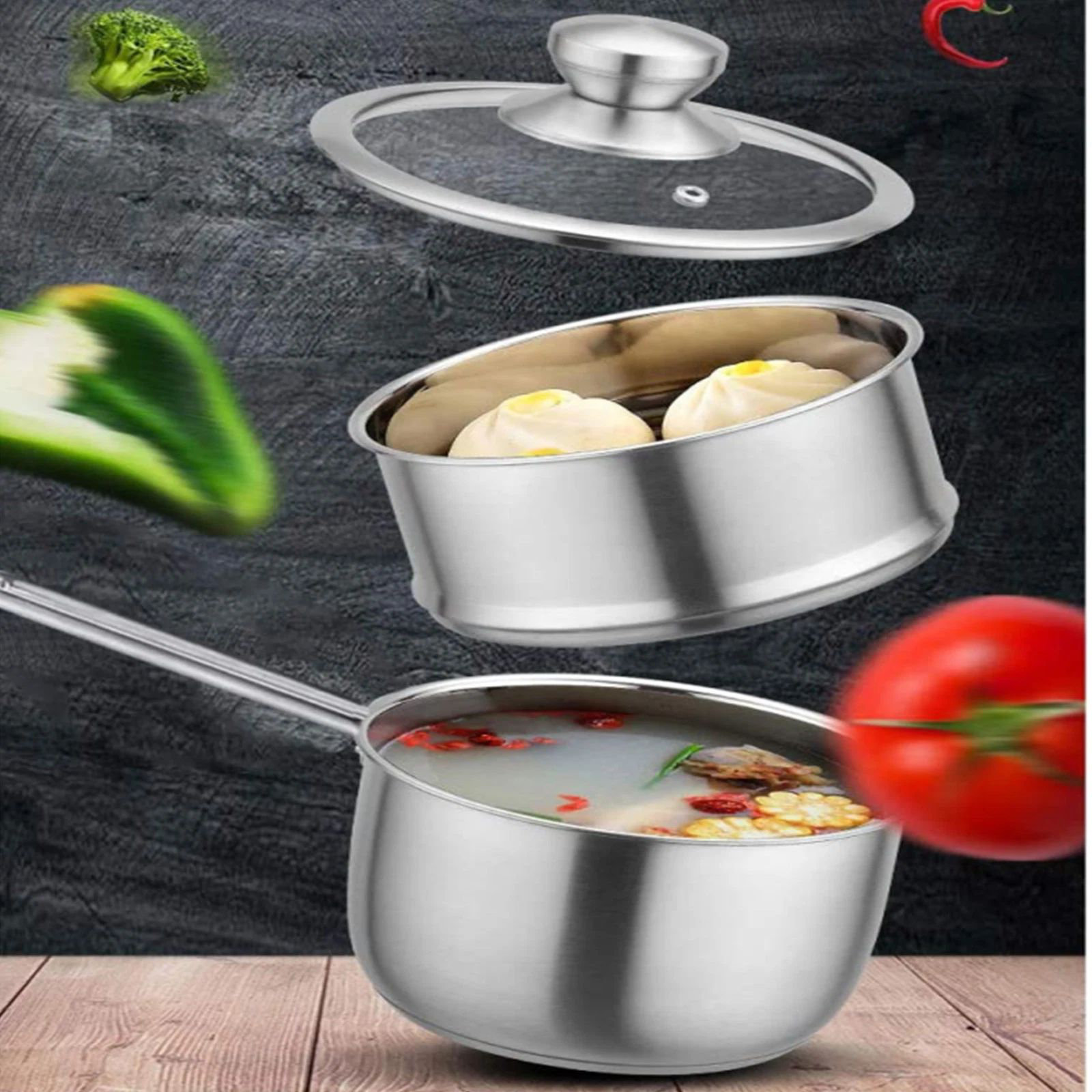 Stainless Steel Steaming Pot, Stackable 304 Stainless Steel Food Grade  Large Capacity Steam Pot For Electric Furnace For Gas Stove For Home Double  Layers 