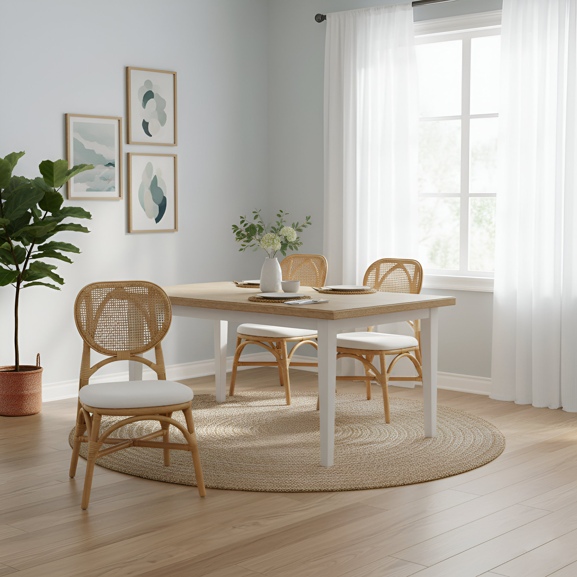 Aileen Rattan Dining Chair, Natural