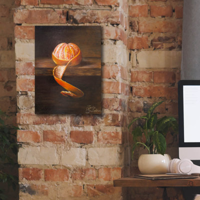  «Still Life With Orange» par Jennie Smallenbroek, art mural sur toile, 12 po x 16 po
