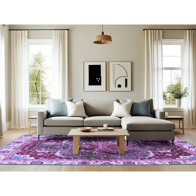 Tapis bleu / mauve, Rectangle 6 pi x 9 pi