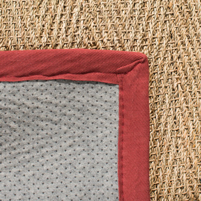 Auckland Bamboo Slat/Seagrass Brown/Tan/Red Area Rug
