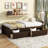 Solid Wood Bed with 2 Drawers-707220338