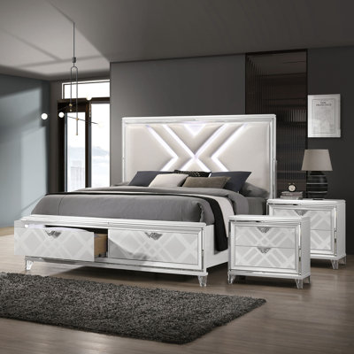 Ensemble de chambre à coucher en bois 3 pièces Waldrup