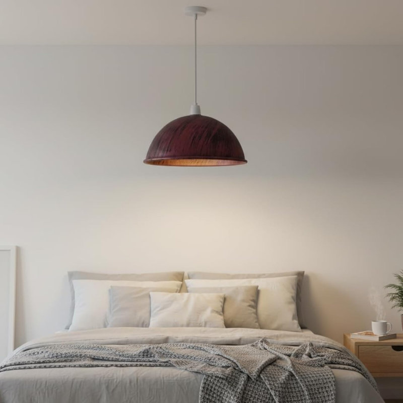 8.27" Dome Pendant Lamp Shades 3-Pack, Rustic Red