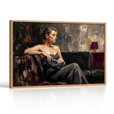 Ensemble de 1 tableau sur toile représentant une femme élégante