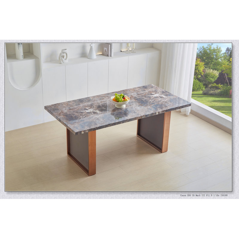 Table de salle à manger en MDF pour 6 ou 8 personnes, L 70,8 po x l 35,4 po x H 29,8 po, pierre rocheuse luxueuse