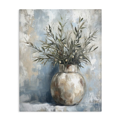 Potted Olive Branches Canvas Wall Art by Ramona Murdock