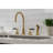 Kingston Brass Kaiser Double-Handle 4-Hole Widespread Kitchen Faucet with Brass Sprayer-51154809