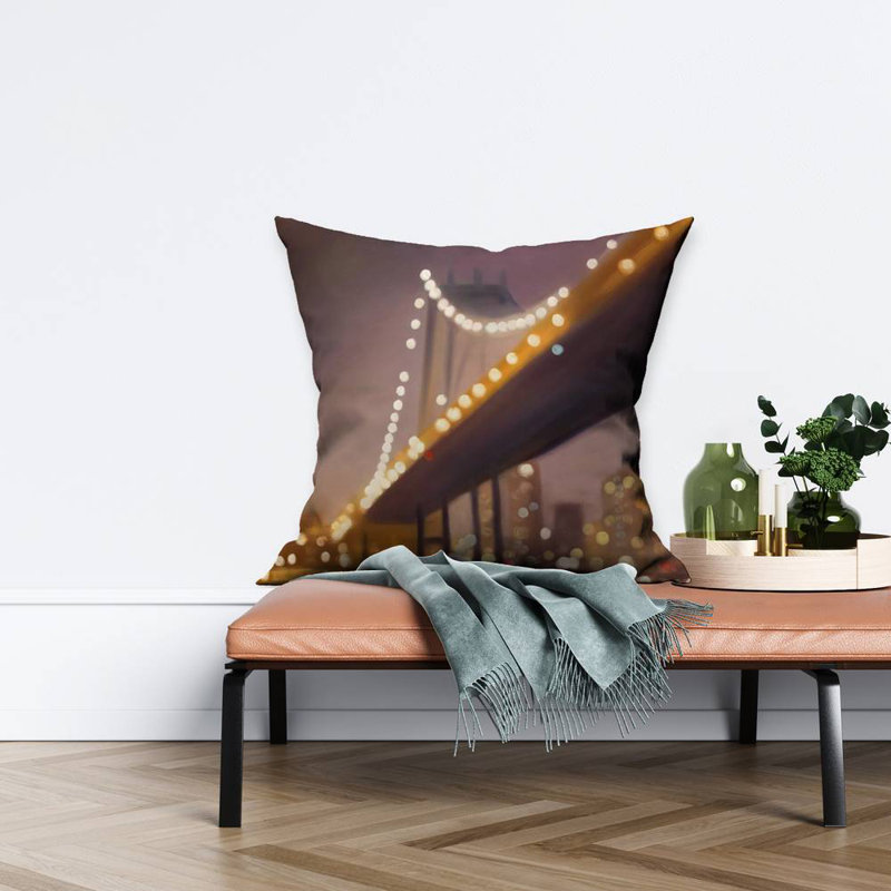 New-york at night - 26"x26" Throw pillow cover - Poly twill - Print on demand