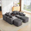 Canapé en U avec charge USB et sans fil, tableau de table basse et repose-pieds mobile, aucun assemblage requis-214706442