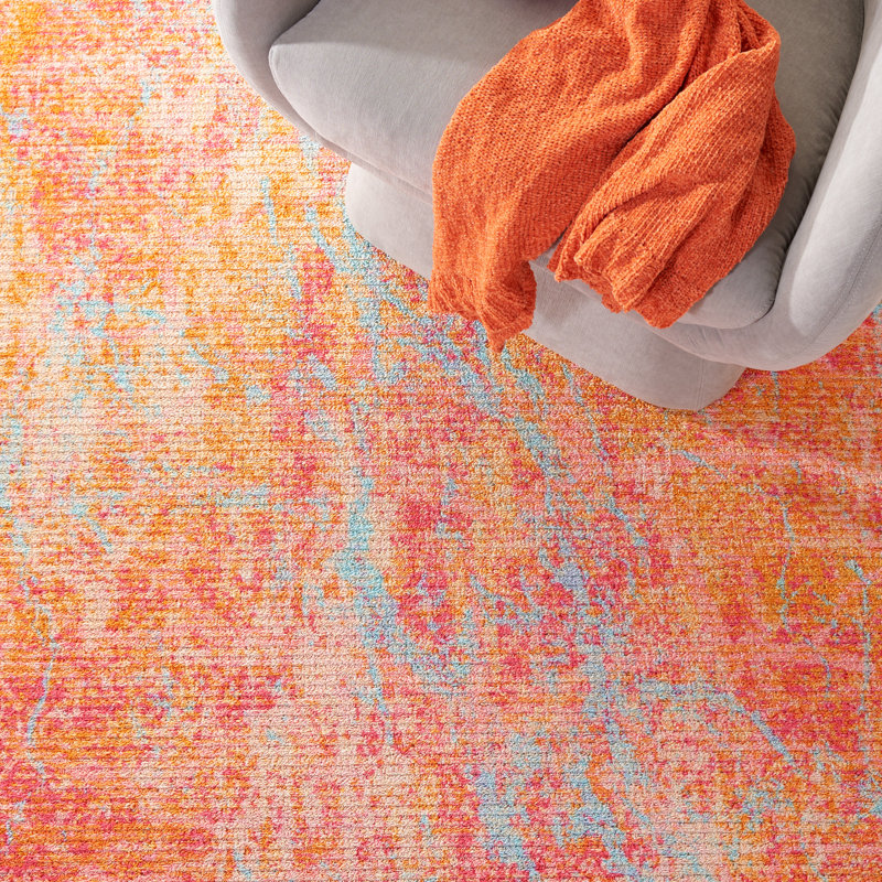 Migneco Performance Machine Washable Abstract Rug, Square 6'7"
